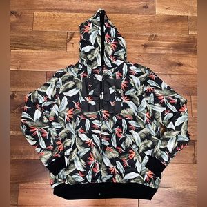 DC Shoes Men’s XL Zip hoodie Birds Of Paradise All Over Print